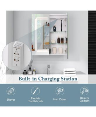 23.5 x 27.5 Inch Bathroom Medicine Cabinet w/ Mirror LED Lighted Mirror Cabinet