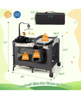 Baby Bedside Sleeper Portable Baby Bassinet 4-in-1 Rolling Bassinet