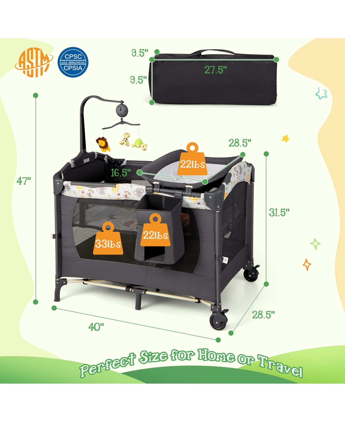 Costway Baby Bedside Sleeper Portable Baby Bassinet 4-in-1 Rolling Bassinet