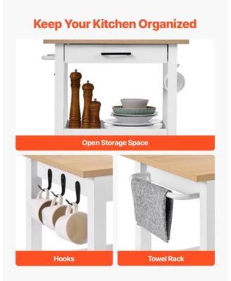 Kitchen Island Cart with Rolling Storage Table and Single Door Cabinet