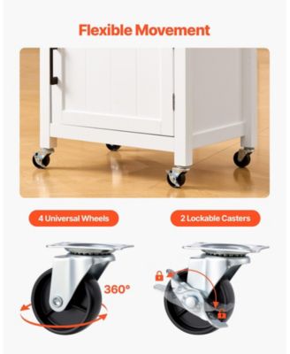 Kitchen Island Cart with Rolling Storage Table and Single Door Cabinet