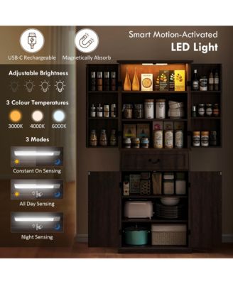 Stylish Kitchen Storage Cabinet with Ample Shelves for Pantry and Dining Room Storage