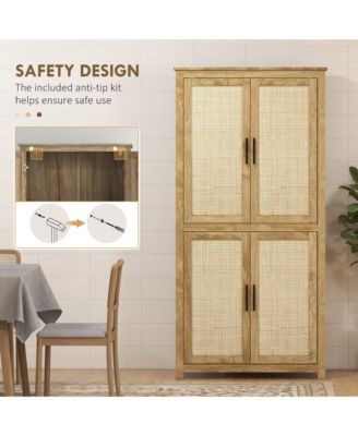 Freestanding Kitchen Storage Cabinet with Adjustable Shelves for Pantry and Kitchen Use