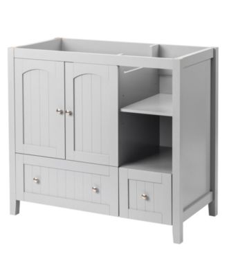 35.4"W MDF 2 Drawers & Double Doors Lacquered Bathroom Vanity Cabinet
