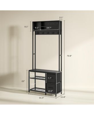 Shoe Storage Cabinet and Hall Tree Combo for Organized Entryway and Shoes