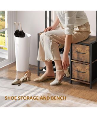 Shoe Storage Cabinet and Hall Tree Combo for Organized Entryway and Shoes