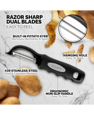 Swivel Vegetable Peeler with Razor Sharp Stainless Steel Blades and Blemish Remover