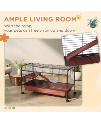 41"L Small Animal Cage Rabbit Hutch with Feeder