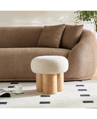 Modern Mushroom Ottoman with Wool Cushion, Footstool, Upholstered Seat for Living Room or Bedroom-The Pop Home