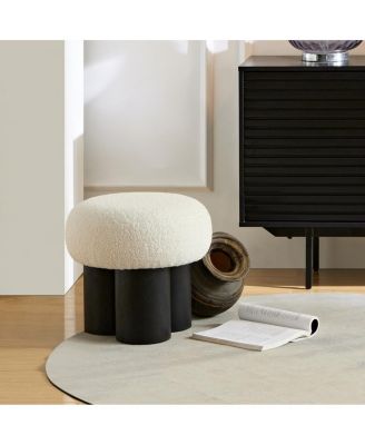 Modern Mushroom Ottoman with Wool Cushion, Footstool, Upholstered Seat for Living Room or Bedroom-The Pop Home