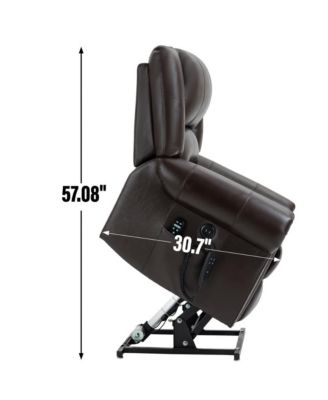 Dual Motor Power Lift Recliner with Massage & Heat, Leather Electric Chair with USB & Infinite Positions-Maison Boucle