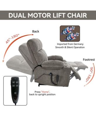 Heavy Duty Power Lift Recliner with Dual Motors, Massage & Heat, Infinite Position Chair with Cup Holders