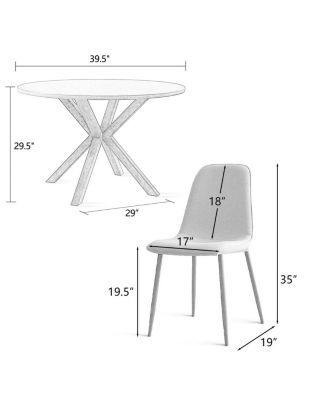 Compact 5-Piece Dining Set with 39.5 Inch Round Table and 4 Chairs, Natural Wood Look for Small Kitchens or Apartments-Maison Boucle