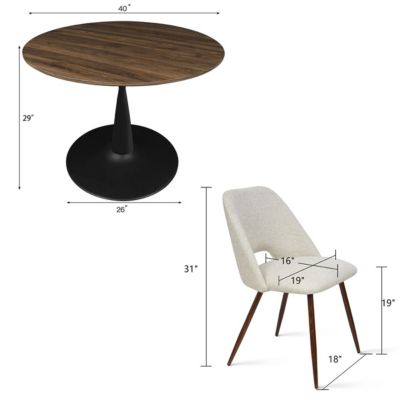 Walnut Finish Table And 4 Comfortable Chairs 5-Piece Dining Set