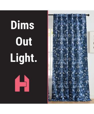 Florence Floral & Birds Patterned Window Back Tab Rod Pocket Curtains Bedroom - Light Blocking Darkening Window Panels, Set of 2