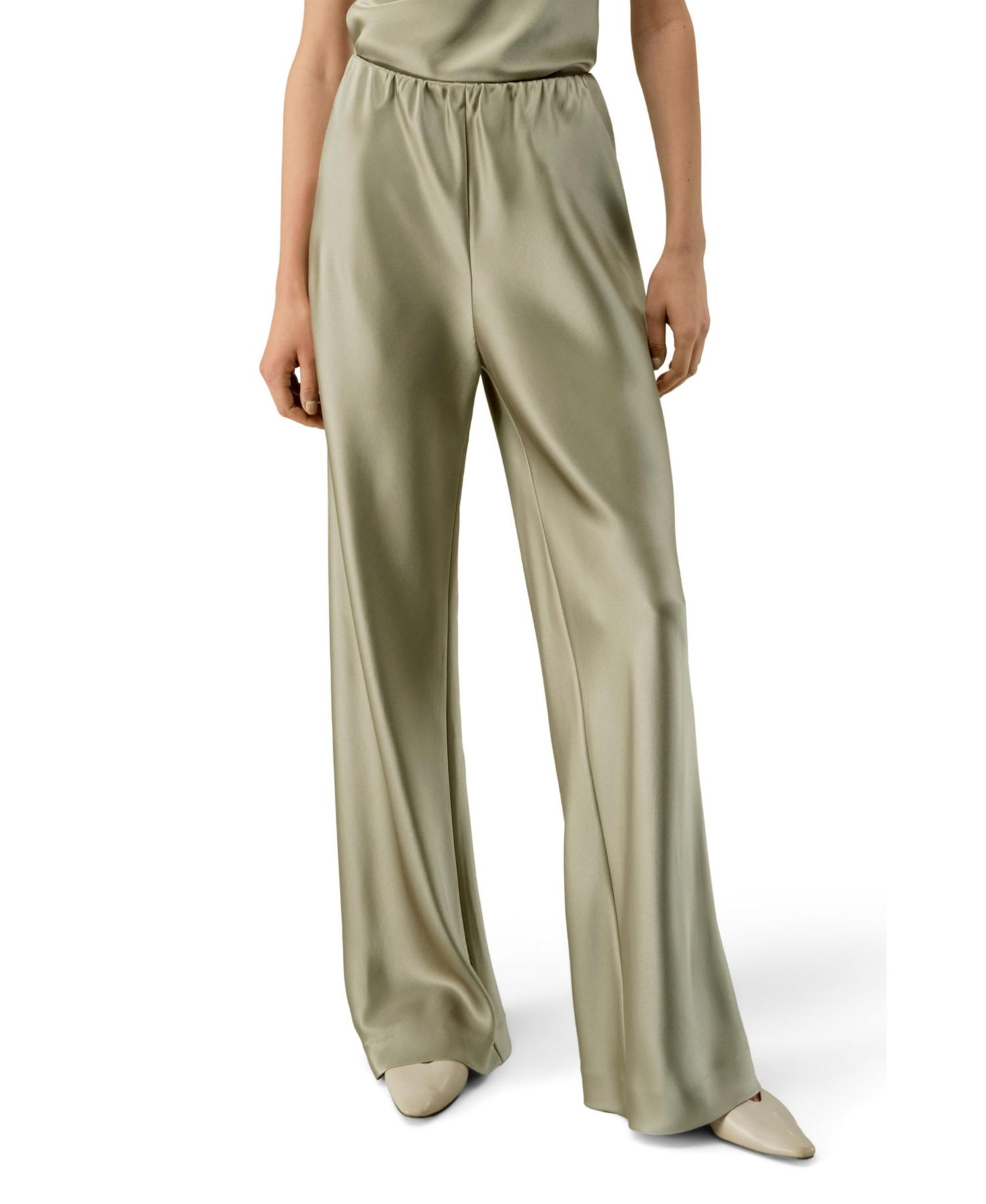 Women's Straight-Leg Silk Satin Pants