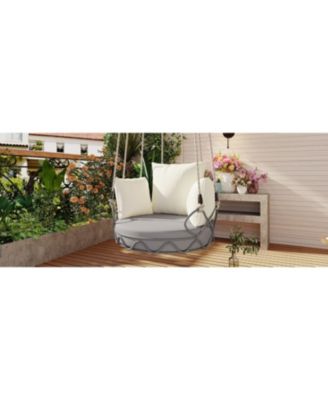 Outdoor Floating Swing Chair with 8 Inch Waterproof Cushion 300lb Capacity