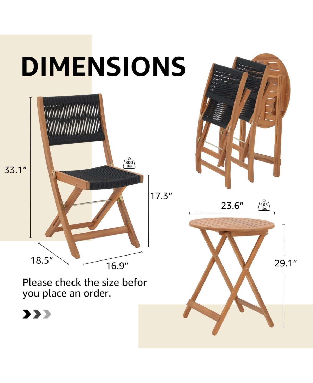 35 Inch Acacia Wood Bistro Set with Wicker Seating 2 Chairs and Table
