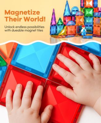 120 Piece  Building  Magnetic Tiles Clear Diamond Surface Magnetic 3D Blocks Construction Playboards