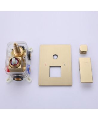 Single-Handle 3-Spray Square High Pressure Tub and Shower Faucet in Brushed Gold (Valve Included