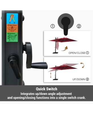 10 ft. 360 ° Rotation Outdoor Patio Cantilever Umbrella Square with Base