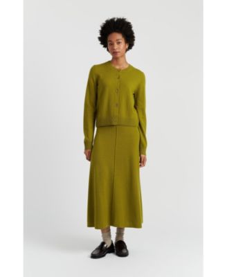 Women's Wool Cashmere Blend Crew Neck Cropped Cardigan