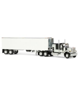 DCP 1/64 Black GMC General with 60in Flattop Sleeper & 40ft Vintage Reefer Trailer 60-1923