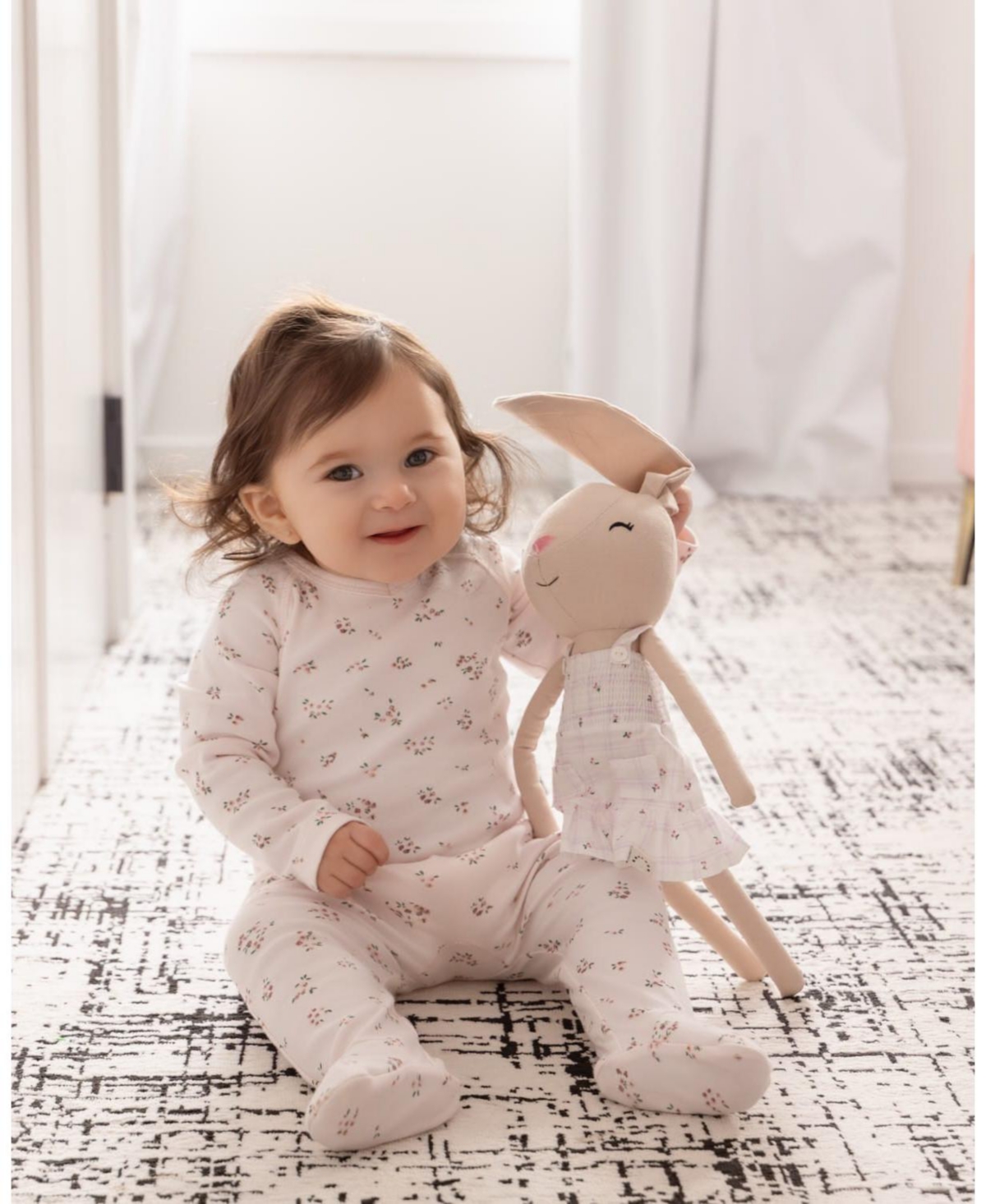 MeMoi Baby Girls "Cameo Florals" 100% Cotton Footie