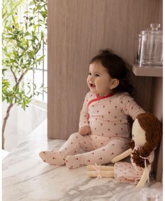 Baby Girls "Plant Your Dreams And Grow Happy" Floral Pointelle Footie