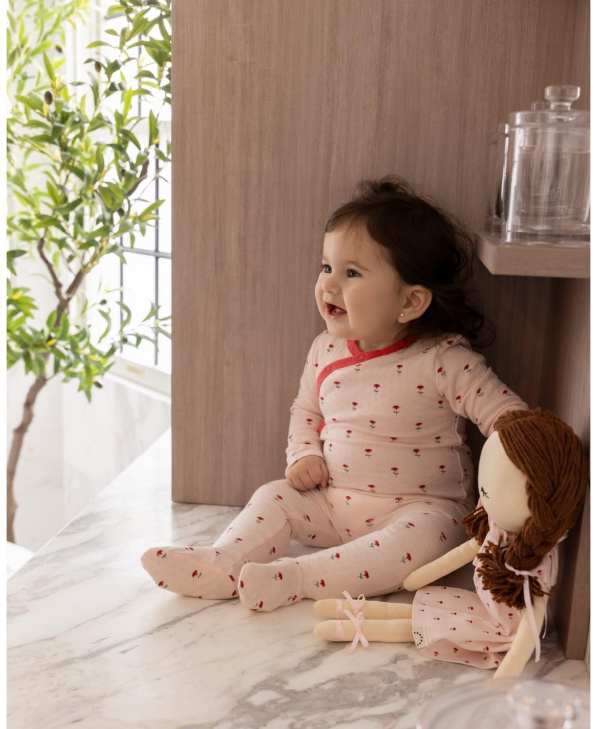 MeMoi Baby Girls "Plant Your Dreams And Grow Happy" Floral Pointelle Footie
