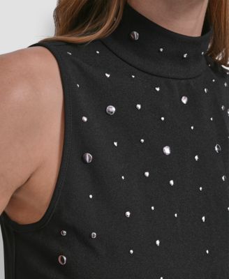 Women's Studded Mock Neck Top