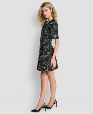 Women's Abstract Print Zip Front Mini Dress