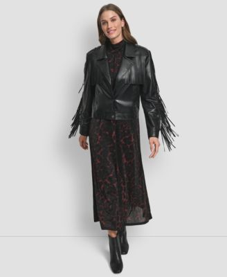 Women's Fringe Detail Crop Collared Jacket