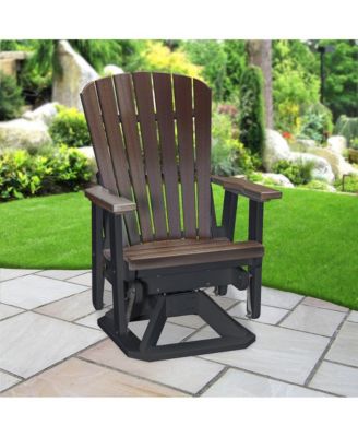 Fan Back Swivel Glider in Brazilian Walnut on a Black Base