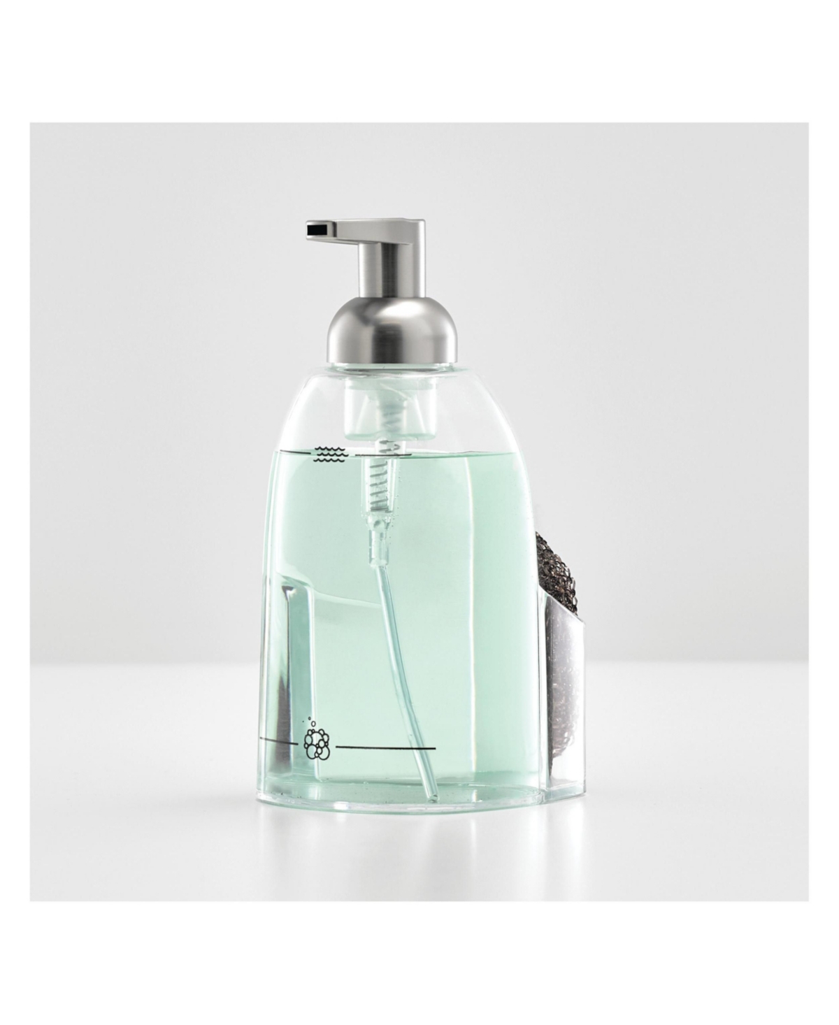 iDesign Acrylic Kitchen Sink Caddy with Soap Dispenser - Clear/Brushed Nickel