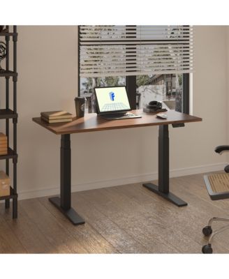 E7-COMMERCIAL 55  W Electric Adjustable Standing Desk, Black Walnut Top, Black Base
