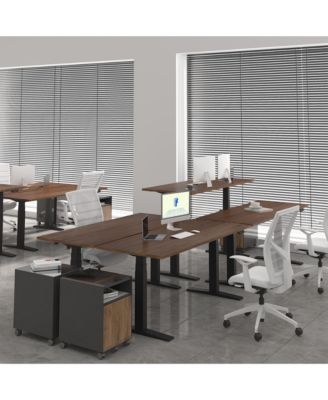 E7-COMMERCIAL 72  W Electric Adjustable Standing Desk, Black Walnut Top, Black Base