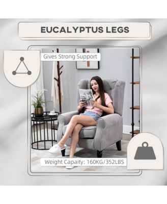 Button-Tufted Accent Chair with High Wingback, Rounded Cushioned Armrests