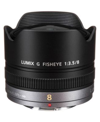 Lumix G Fisheye 8mm f/3.5 Lens for Micro Four Thirds, Bundle with Cleaning Kit, Lens Case, Lens Cleaner, Lens Cap Tether, Software Kit