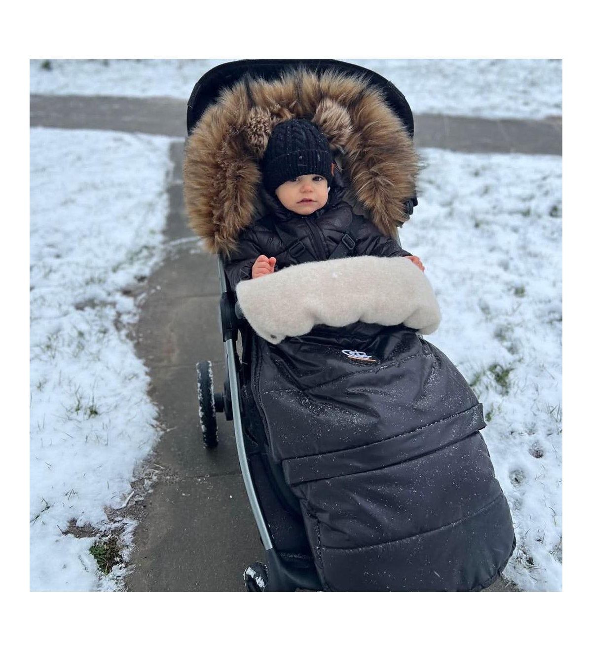 Cover Baby Baby Cover 0-3 Years Organic Premium Beige Wool Adjustable Footmuff in Pastel Navy