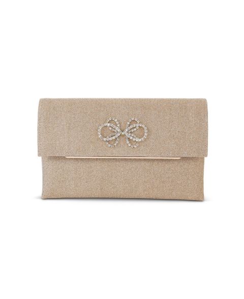 Женская сумка Jewel Badgley Mischka Millie Signature Frame Mini Pleated Satin Pouch, цвет: Золотой