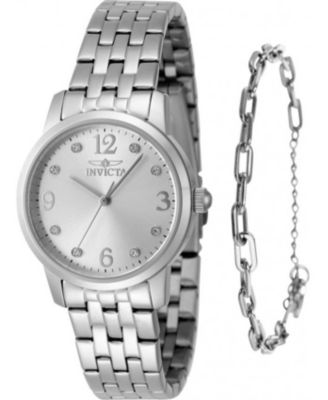 Women's 48255 Angel Quartz 3 Hand Silver Dial Watch