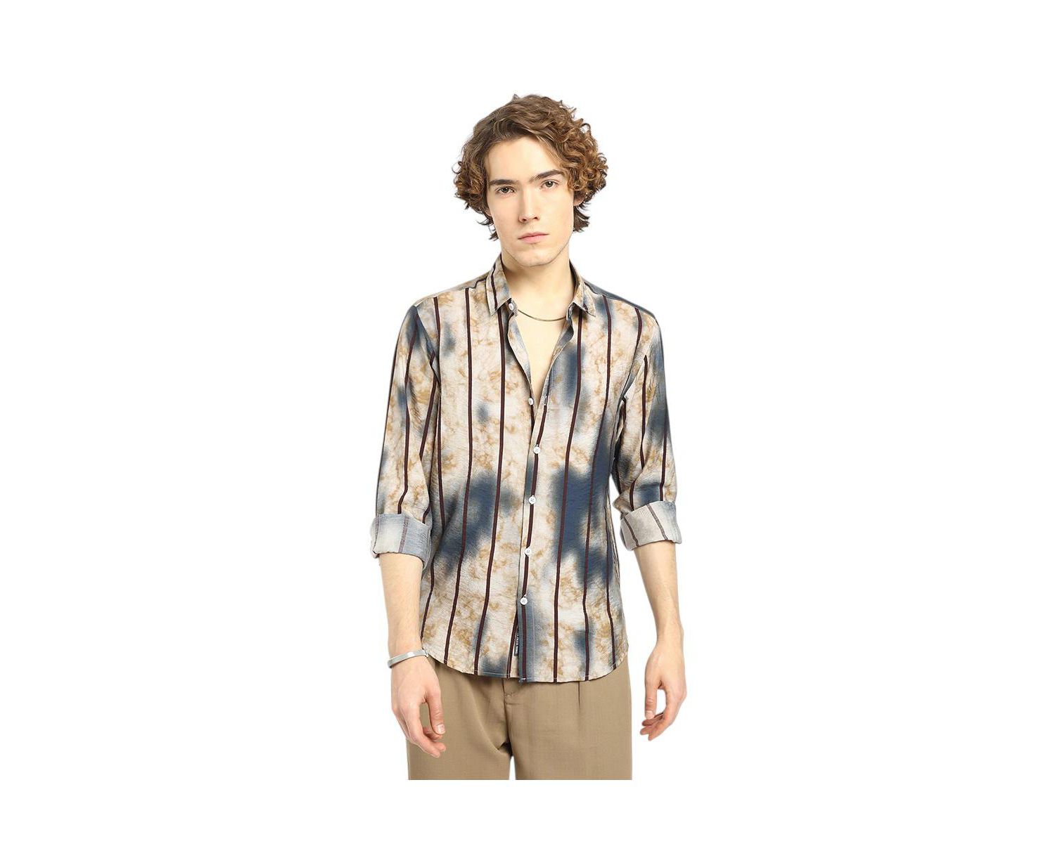 Men's Tie-Dye Striped Shirt