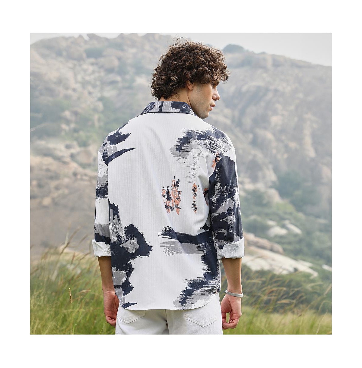 Campus Sutra Ethereal Strokes Oversized Shirt