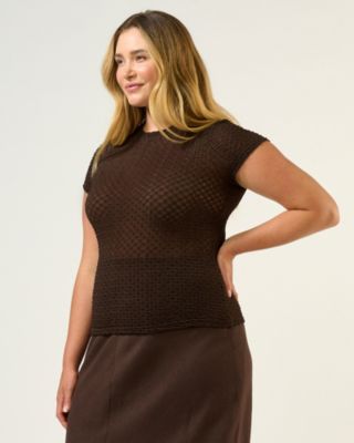 Plus Size Naomi Textured Mesh Top