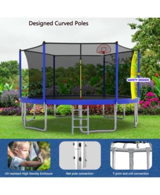 Streamdale 14FT Kids Trampoline with Safety Net, Basketball Backboard, and Ladder