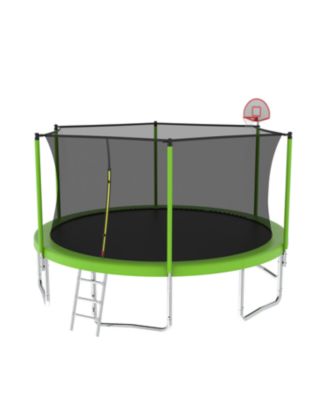 Streamdale 14FT Kids Trampoline with Safety Net, Basketball Hoop, and Accessories