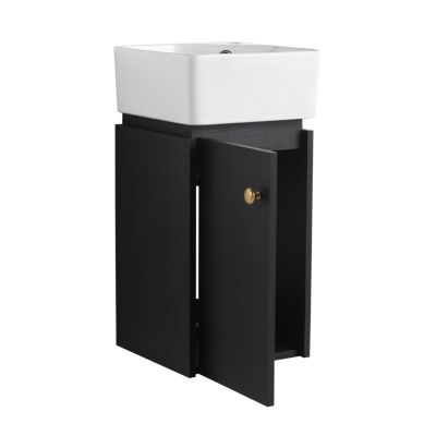 Compact Wall Mount Small Bathroom Vanity with Ceramic Sink