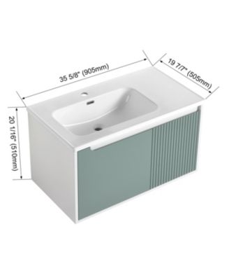 Modern Wave Plate Vanity with Soft-Closing Door, Ceramic Sink