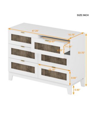 Rustic Dresser with 6 Drawers and Metal Handles